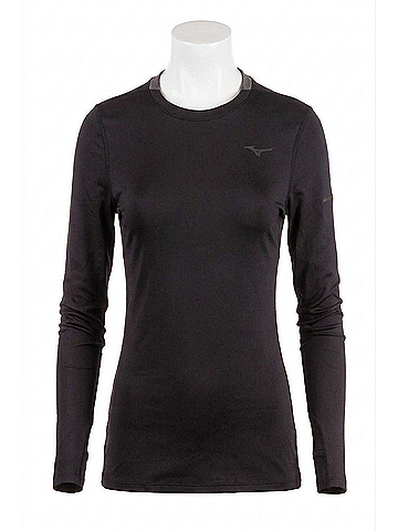 Mizuno Women's Breath Thermo Long Sleeve Top in Black (view 1)