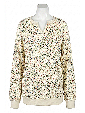 Easel Flowers Thermal Top in Ivory (view 1)