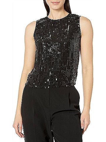Velvet by Graham & Spencer Masion Sequined Top in Black (view 2)
