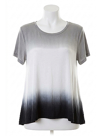 She + Sky Ombre Short Sleeve Tunic Top in Black (view 1)