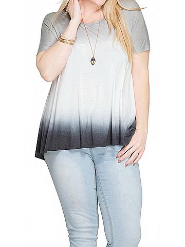 She + Sky Ombre Short Sleeve Tunic Top in Black (view 2)