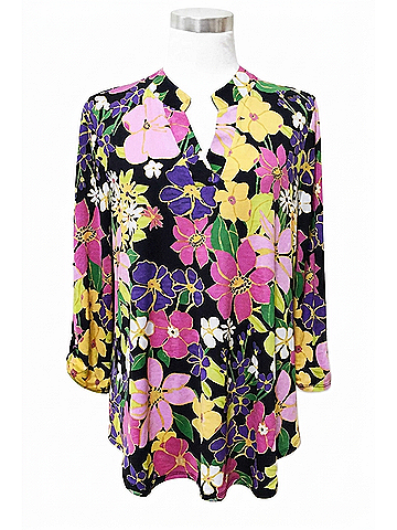 Dear Scarlett Women's Floral Print Lizzy Top in Pink, Fuchsia, Purple And Yellow (view 1)