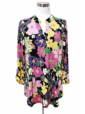 Dear Scarlett Women's Floral Print Lizzy Top in Pink, Fuchsia, Purple And Yellow (view 2)