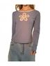 Oddi Solid Blue Ditzy Daisy Long Sleeve Top in Blue Size 3X - photo 2