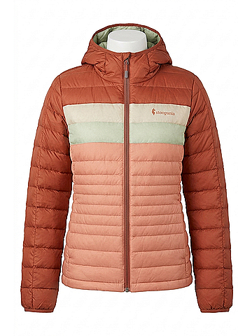 Cotopaxi Women's Fuego Down Hooded Jacket in Faded Brick/Clay (view 1)