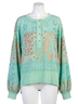 Easel Green Mixed Print Button Front Washed Top - Plus in Atlantis Green Size 1X - photo 1