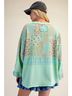 Easel Green Mixed Print Button Front Washed Top - Plus in Atlantis Green Size 1X - photo 3