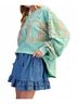 Easel Green Mixed Print Button Front Washed Top - Plus in Atlantis Green Size 1X - photo 4