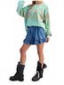 Easel Green Mixed Print Button Front Washed Top - Plus in Atlantis Green Size 1X - photo 6