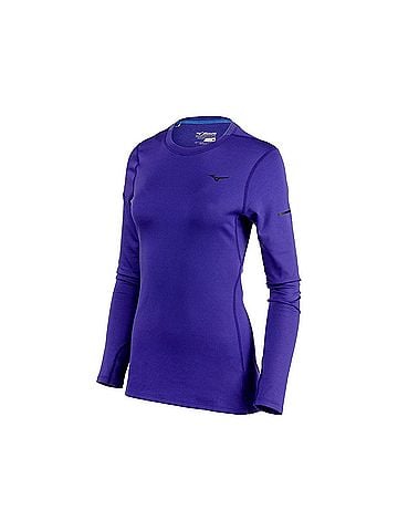 Mizuno Women's Breath Thermo Long Sleeve Top in Deep Blue (view 2)