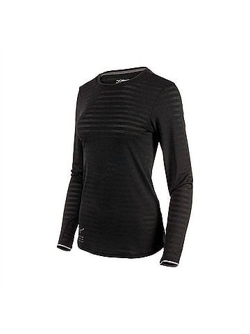 Mizuno Women's Alpha Eco Running Long Sleeve Shirt in Black (view 2)