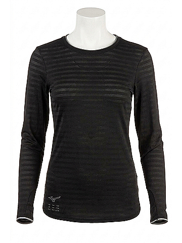 Mizuno Women's Alpha Eco Running Long Sleeve Shirt in Black (view 1)