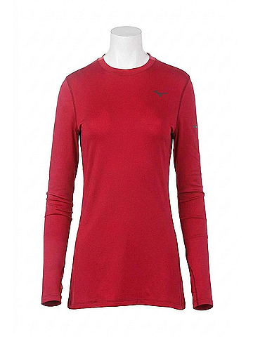 Mizuno Women's Breath Thermo Long Sleeve Top in Red Plum (view 1)