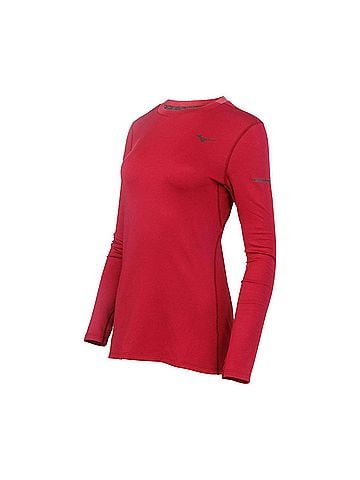 Mizuno Women's Breath Thermo Long Sleeve Top in Red Plum (view 2)