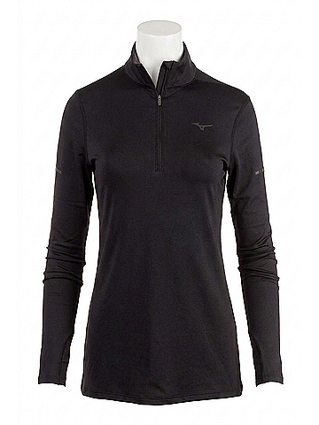 Mizuno Women's Standard Breath Thermo Half Zip Top in Black (view 1)