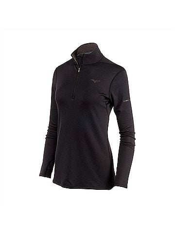 Mizuno Women's Standard Breath Thermo Half Zip Top in Black (view 2)