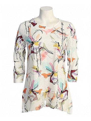 Jess & Jane Women's Elena Chiffon Hem Top in Animal Print (view 2)