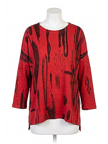 Jess & Jane Pamela Knit Jersey Dolman Sleeve Top in Red Black (view 1)