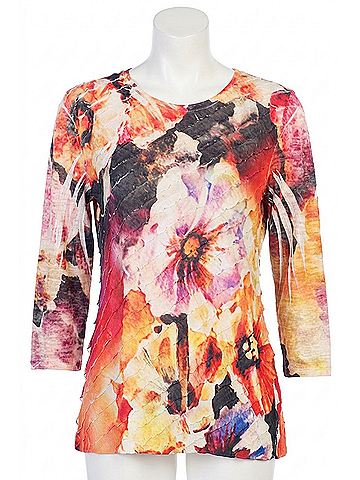 Jess & Jane Sensation Ruffle Top in Floral Sublimation (view 1)