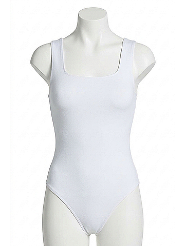 Commando Do It All Denim Squareneck Bodysuit in White (view 1)