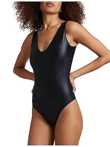 Commando Matte Metallic Deep-V Bodysuit in Oxide (view 2)
