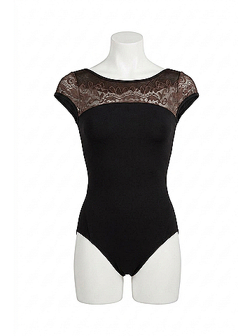 Bloch Emma Lace Print Cap Sleeve Leotard in Black (view 1)