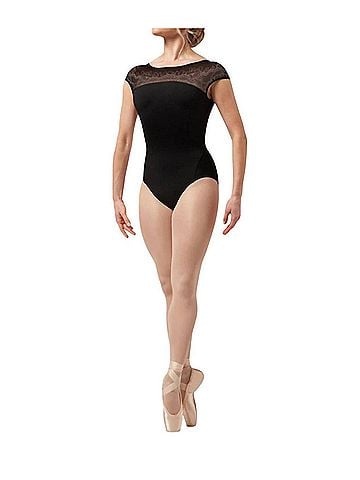 Bloch Emma Lace Print Cap Sleeve Leotard in Black (view 2)