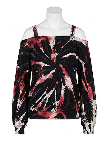 Vintage Havana Cold Shoulder Sweatshirt in Vino Swirl (view 1)