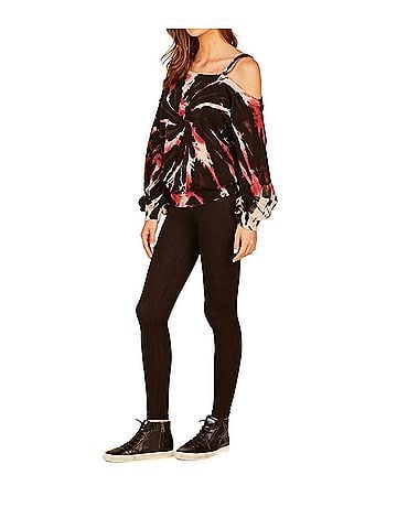 Vintage Havana Cold Shoulder Sweatshirt in Vino Swirl (view 2)
