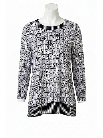 Habitat Travel Mix Pleat Back Tunic Top in Black/Grey (view 1)