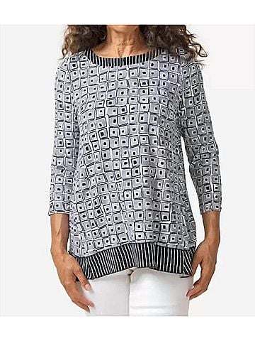 Habitat Travel Mix Pleat Back Tunic Top in Black/Grey (view 2)