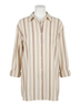ABLE Stripes Brown Harris Oversized Button Down Shirt in Nutmeg Stripe Size S - photo 1