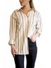 ABLE Stripes Brown Harris Oversized Button Down Shirt in Nutmeg Stripe Size S - photo 4