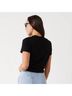 Monrow Solid Black Women's Basic Top in Black Size L - photo 3