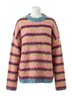 MIOU MUSE Pink Brushed Effect Striped Sweater in Multi Size S - photo 1