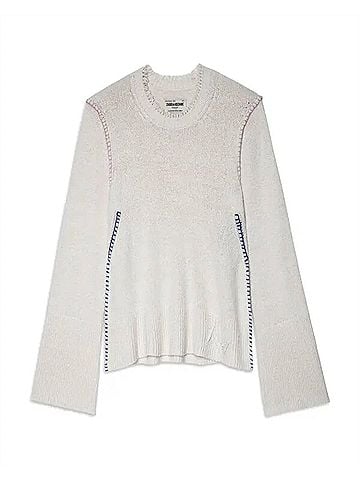 Zadig & Voltaire Louna Silk Blend Sweater in Ecru (view 1)