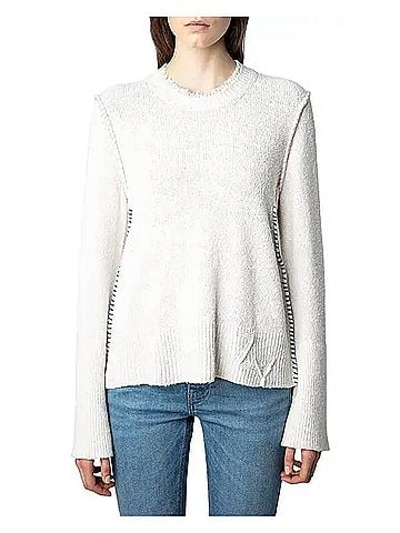 Zadig & Voltaire Louna Silk Blend Sweater in Ecru (view 2)