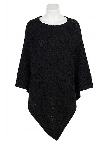 Kinross Luxe Cable Poncho in Black (view 1)
