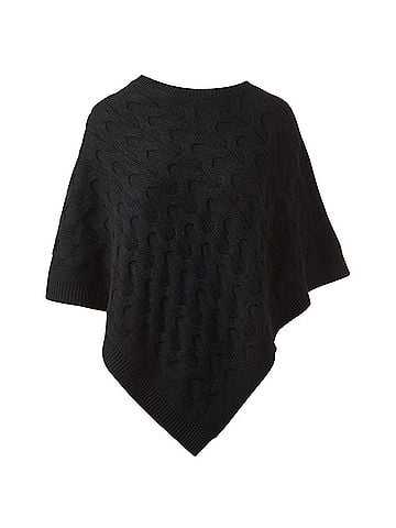 Kinross Luxe Cable Poncho in Black (view 2)