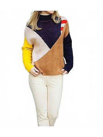 THML Long Sleeve Pattern Knit Sweater in Blue Multi (view 2)