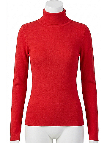 Fate Pearl Trim Turtleneck Sweater in Red (view 1)