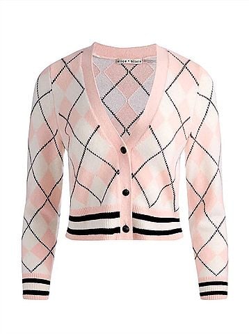 Alice + Olivia Grace Argyle Cardigan in English Rose/Multi Selected (view 2)