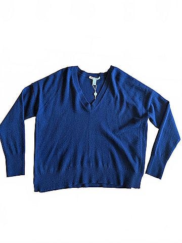 Autumn Cashmere Women's Relaxed V Sweater in Navy (view 1)
