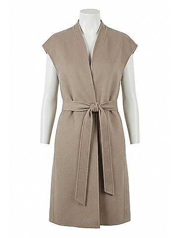 Lafayette 148 New York Double Face Open Front Belted Vest in Hickory (view 1)