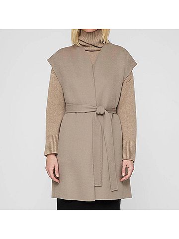 Lafayette 148 New York Double Face Open Front Belted Vest in Hickory (view 2)