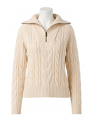 THE NORMAL BRAND Lola Everyday Quarter Zip Sweater in Cream (view 1)