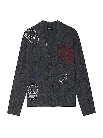 Zadig & Voltaire Markuz Cashmere Cardigan in Anthracite (view 1)