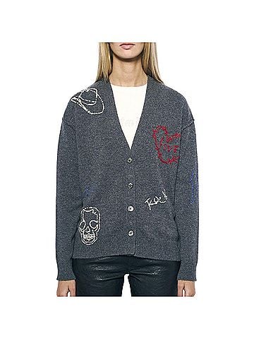 Zadig & Voltaire Markuz Cashmere Cardigan in Anthracite (view 2)