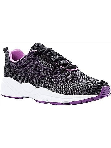 Propet Women's Stability Fly Sneaker in Black/Berry (view 1)