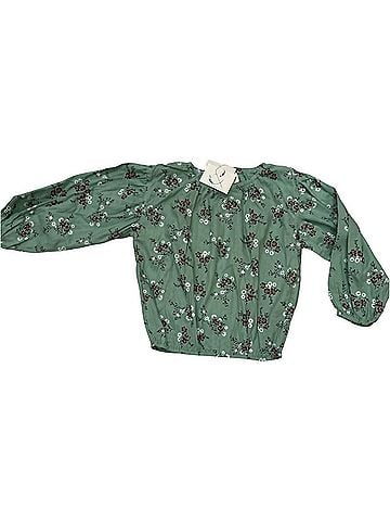 Poppet & Fox Girl's Peasant Blouse 5 Mo in Dusty Green (view 1)